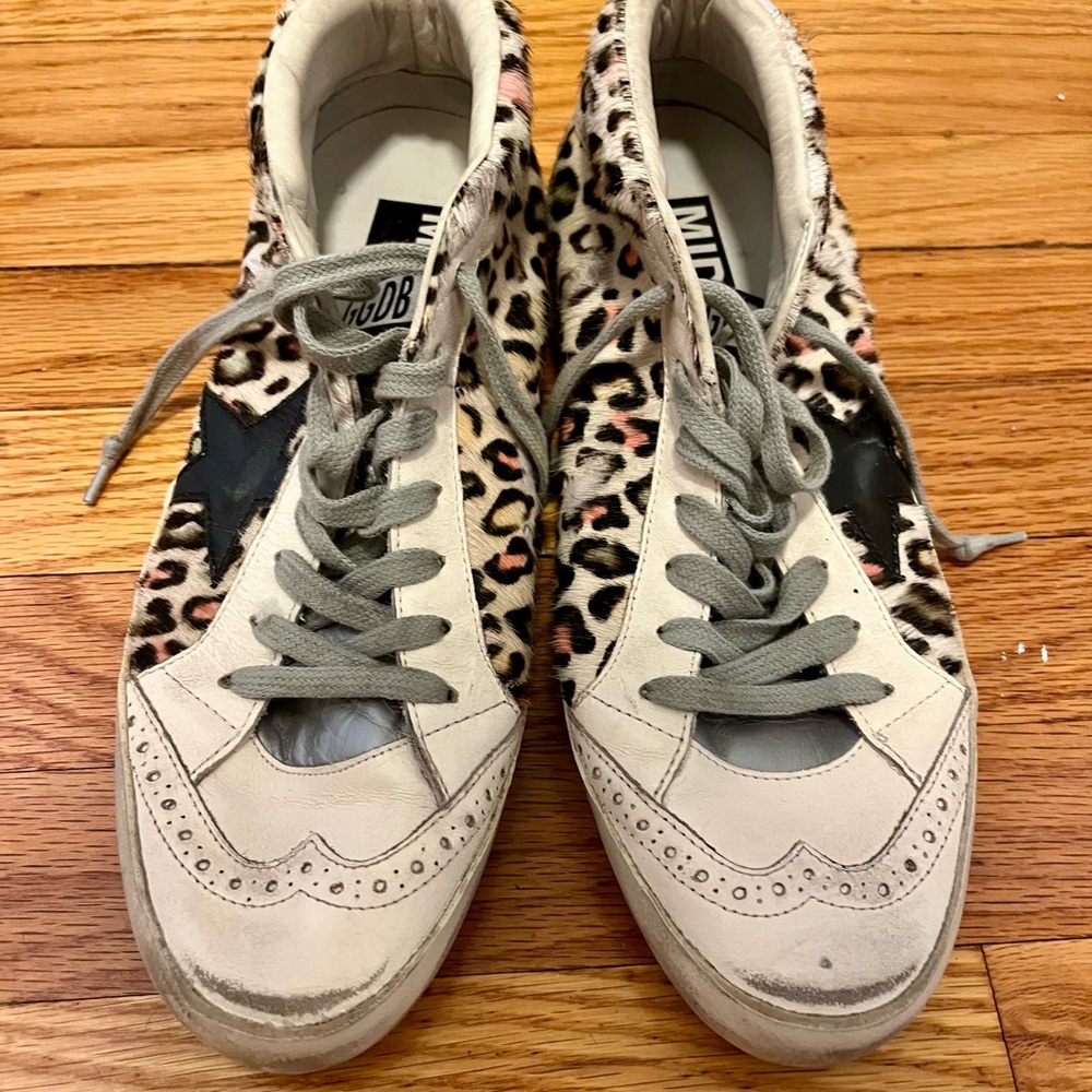 Golden Goose Leopard Print High-Top Sneakers